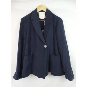 M. Martin Women's Blazer Size Large Navy Blue Long Sleeve Pajama Jacket Top